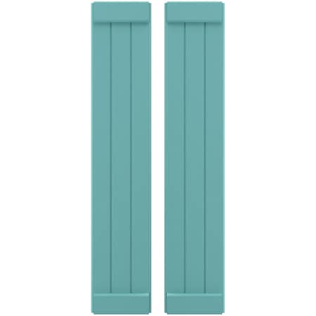 Americraft 3-Board Exterior Wood Joined Board-n-Batten Shutters W/ End Batten, ARW103BB311X69PTH